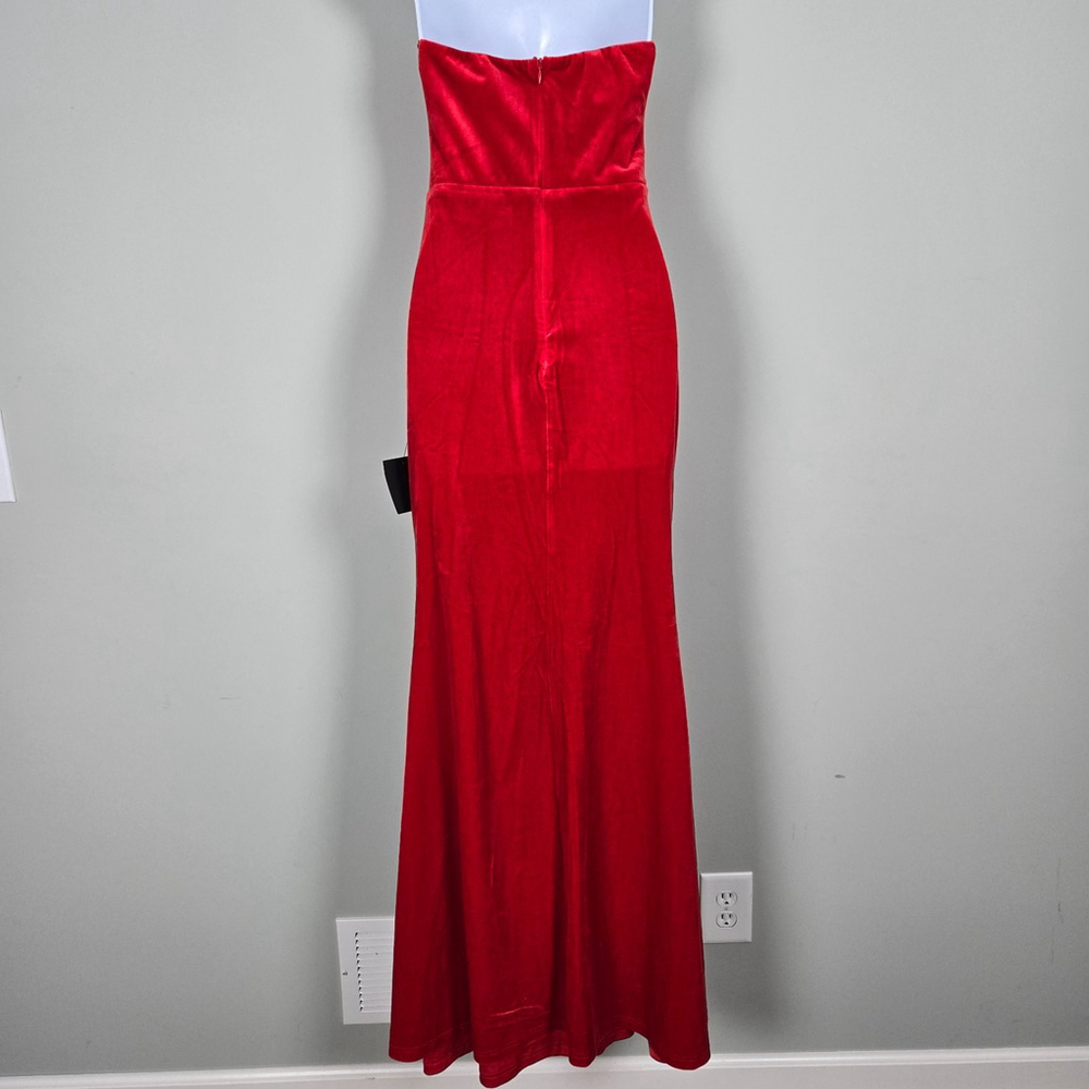 Lulus Womens Velvet Maxi Dress Size M Red Cocktail Glam Occasion Vamp Event NWT - Picture 4 of 8